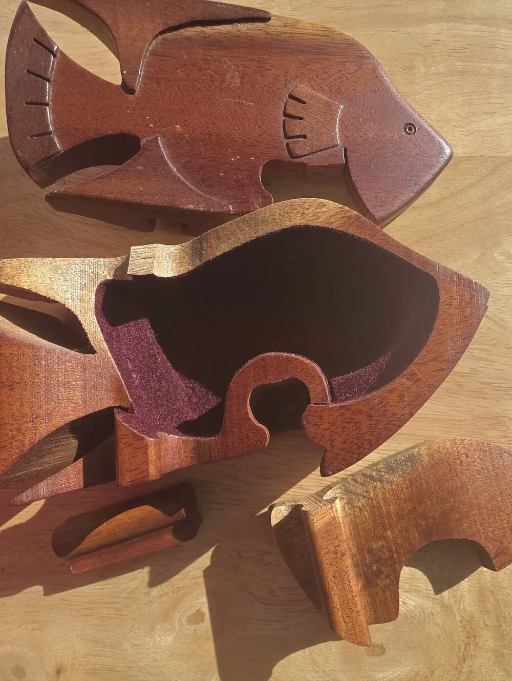 Handcrafted Wooden Fish Décor Puzzle - Brown